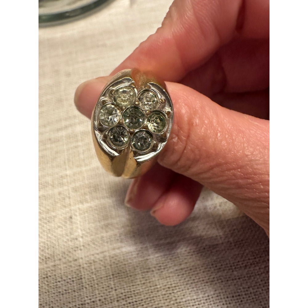 Lot of 2 Vintage Lind 18K HGE Cluster Rings Mens Gents Cocktail Rings - Read